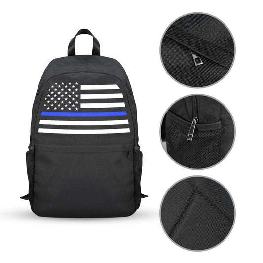 Thin Blue Line Flag Inspired Casual Backpack Printed in the USA