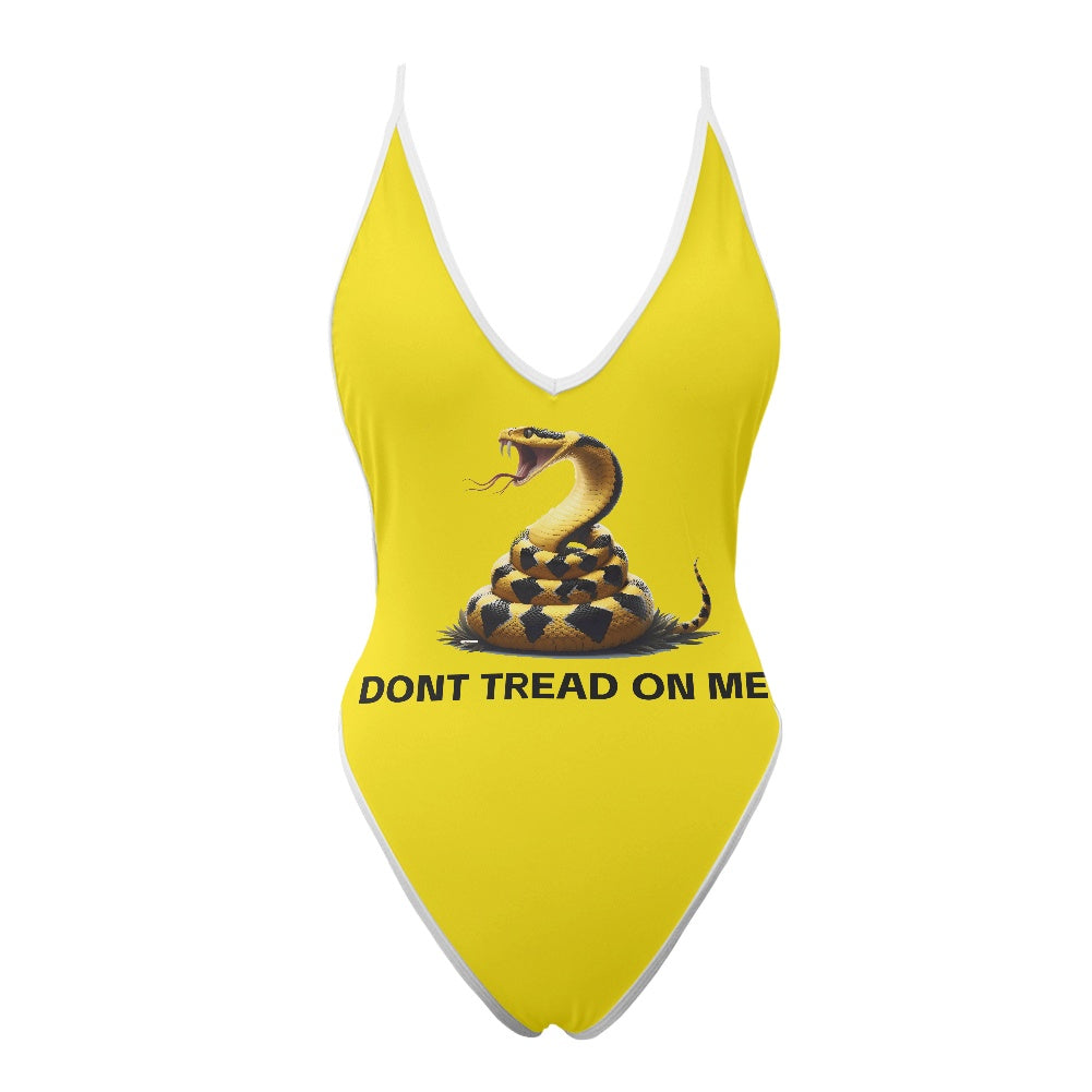 Gadsden Flag Inspired One-Piece Thong Swimsuit