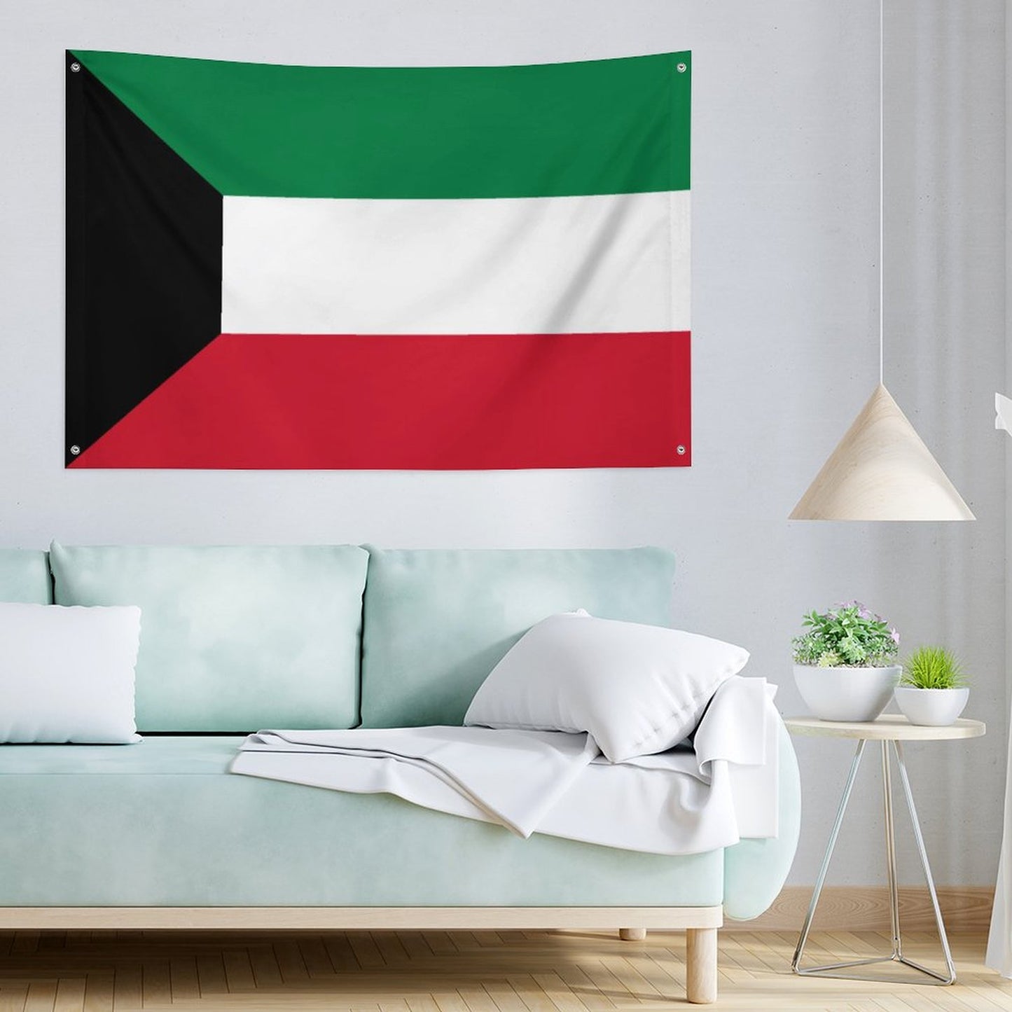 Kuwait Flag Inspired Wall Mount Flag with Four Grommets (35x59 in)