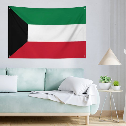 Kuwait Flag Inspired Wall Mount Flag with Four Grommets (35x59 in)