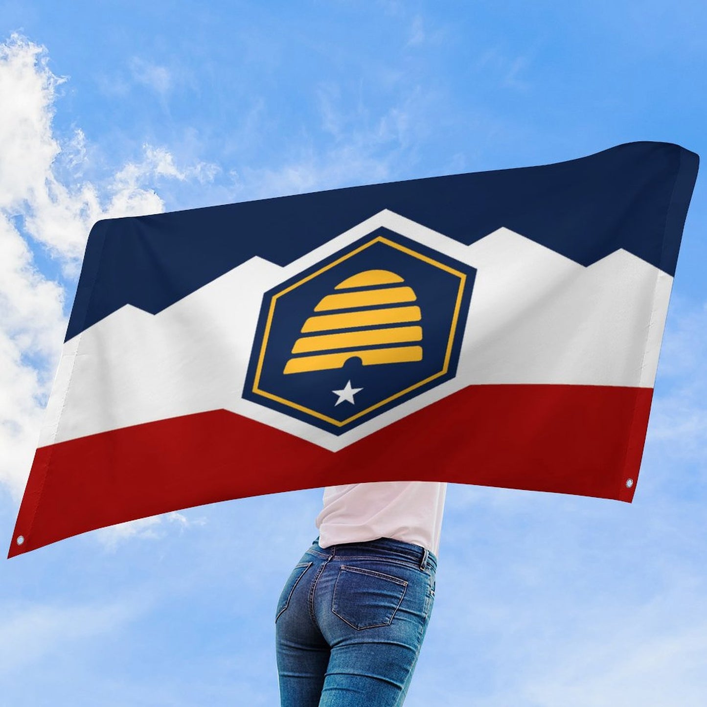 Utah (current) Flag Inspired Wall Mount Flag with Four Grommets (35x59 in)