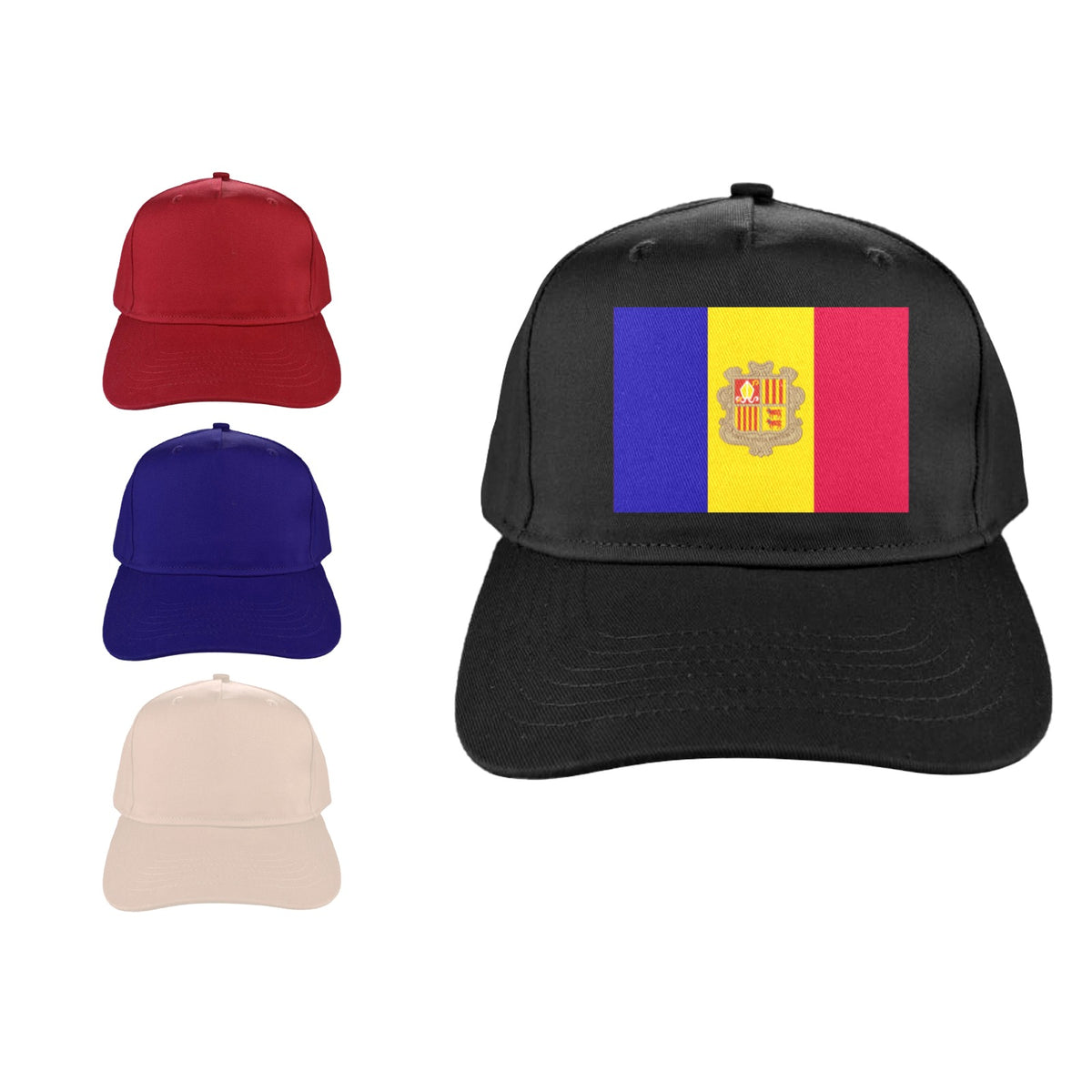 Andorra Flag Inspired Baseball Cap | Printed in the  USA