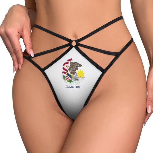 [Brand] lingerie with Illinois state emblem and black straps.