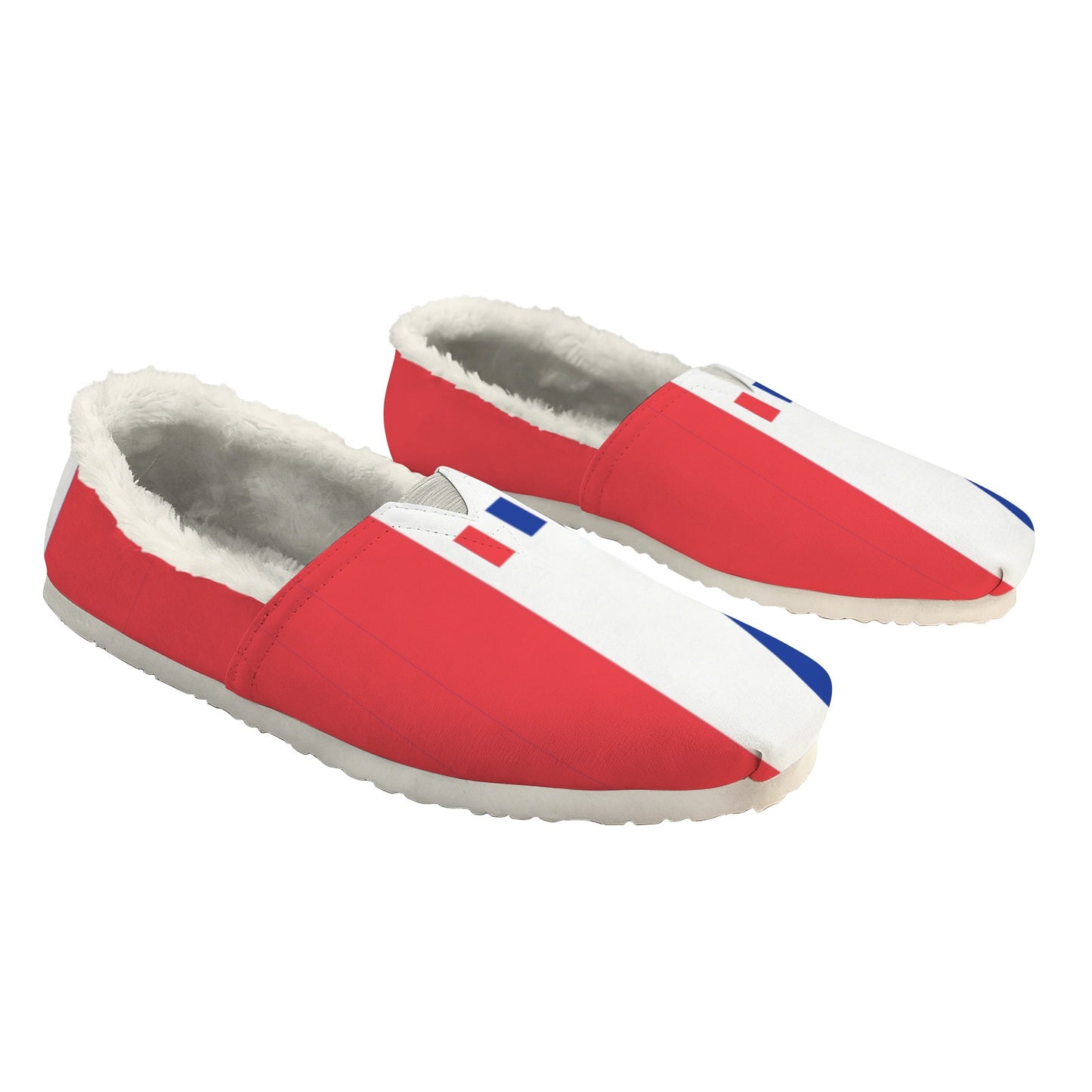 France Flag Inspired Women's Fleece-Lined Canvas Slip-On