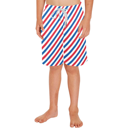USA/American Flag Stripe Pattern Boys Beach Shorts