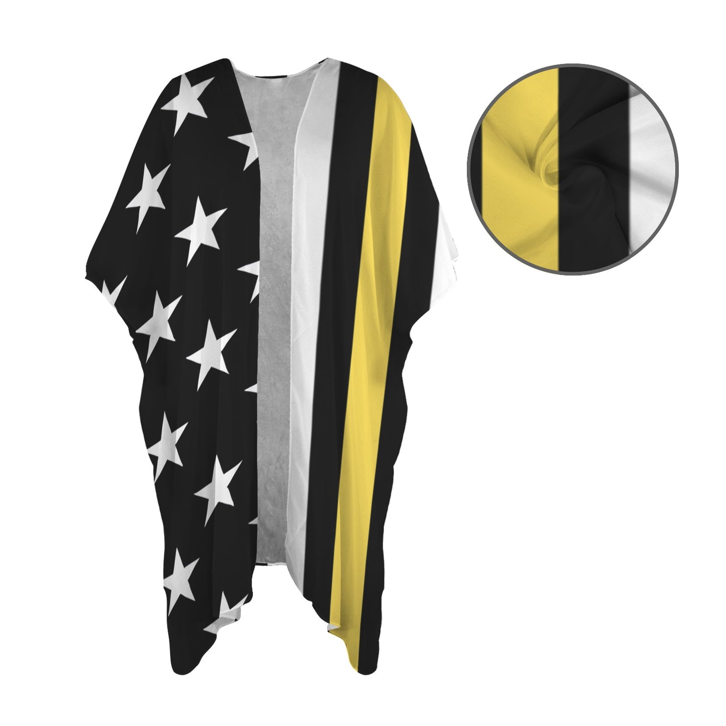 Thin Gold Line Flag Inspired Women's Long Cover Up