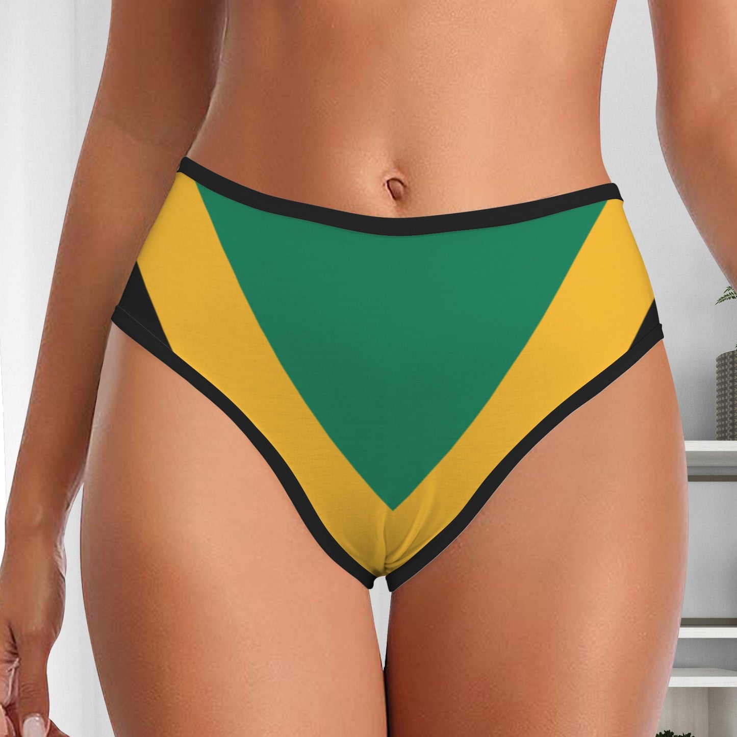 Jamaica Flag Inspired Women's High Waisted Brief
