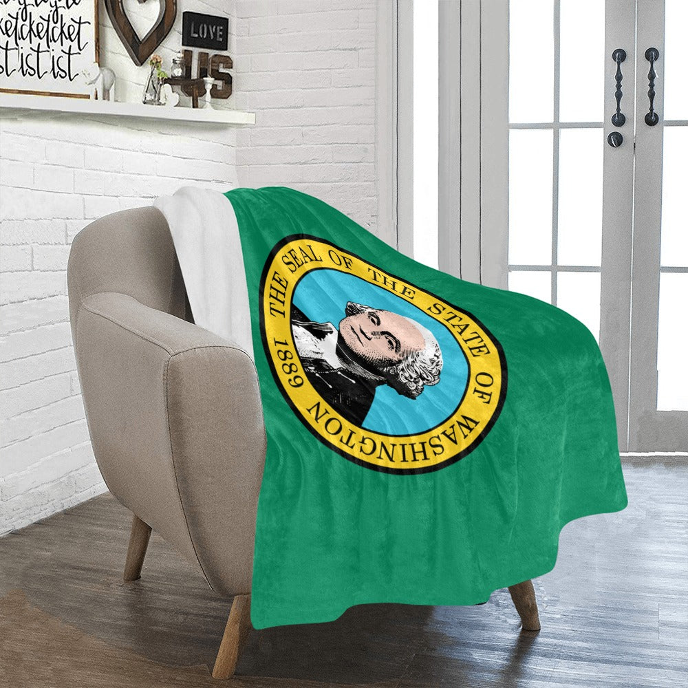 Cozy throw blanket featuring Washington seal, by Luv My Flag.