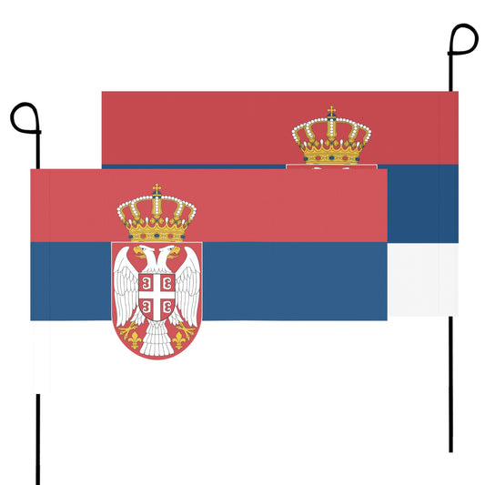Serbia flag with coat of arms, Luv My Flag brand.
