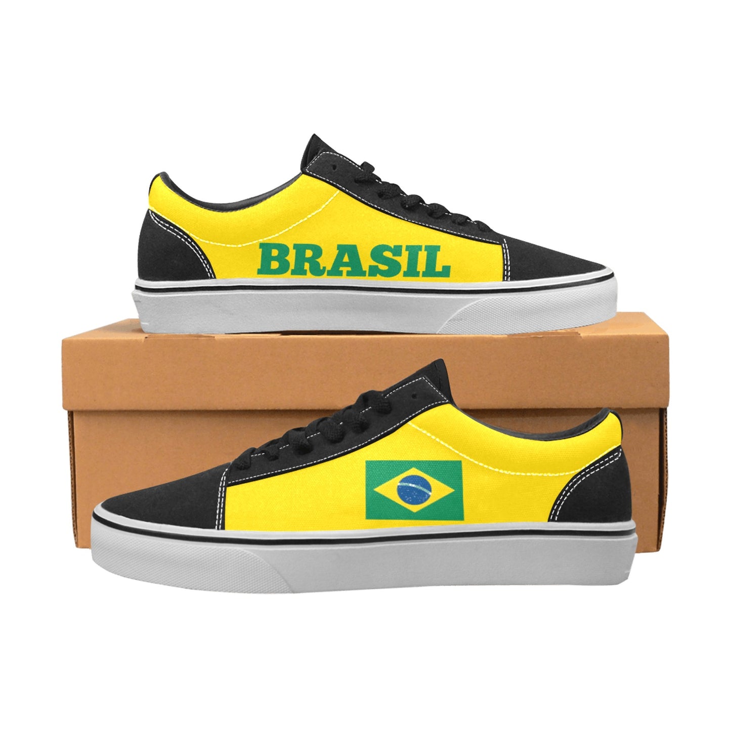 Brazil Flag Inspired Men's Lace-Up Canvas Shoes