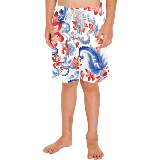 USA/American Flag Red White & Blue Pattern Boys Beach Shorts