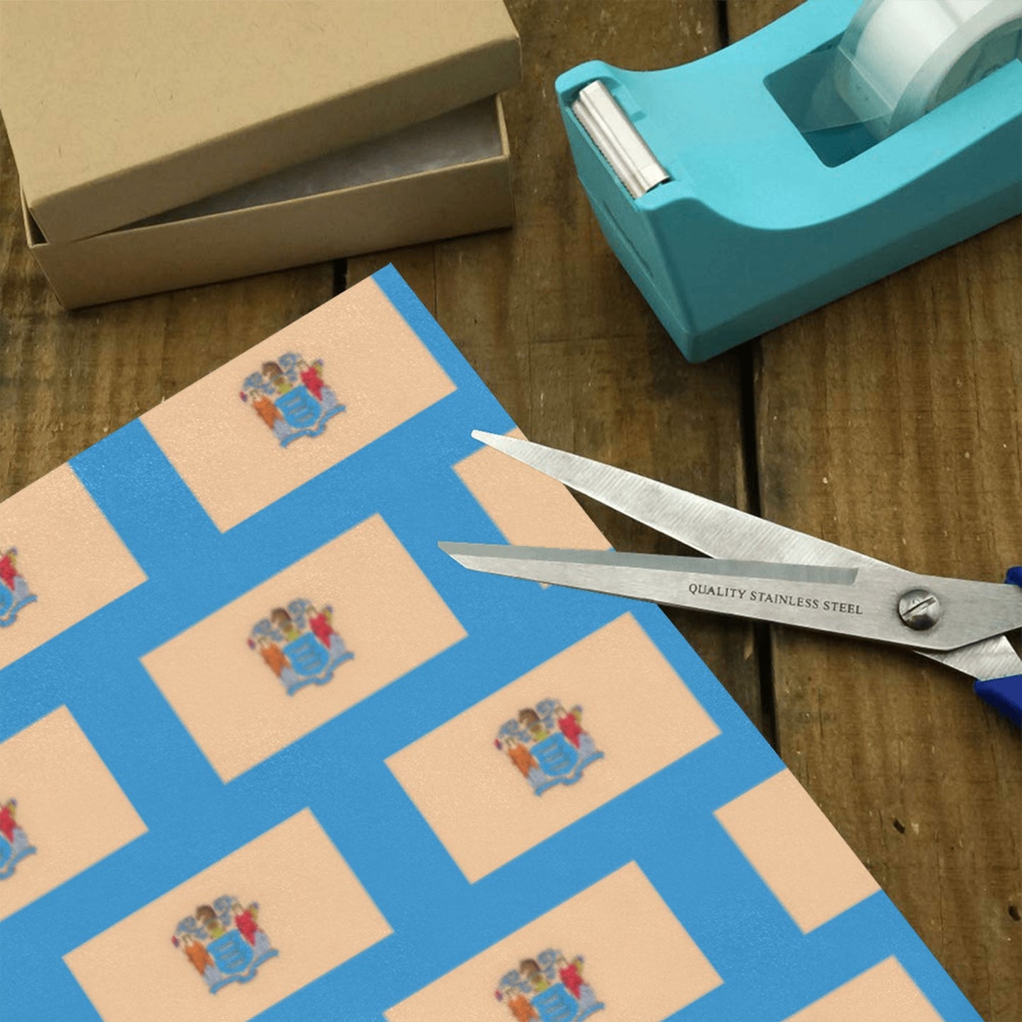New Jersey Flag Inspired Custom Gift Wrapping Paper 58"x 22.5" (4 Rolls)