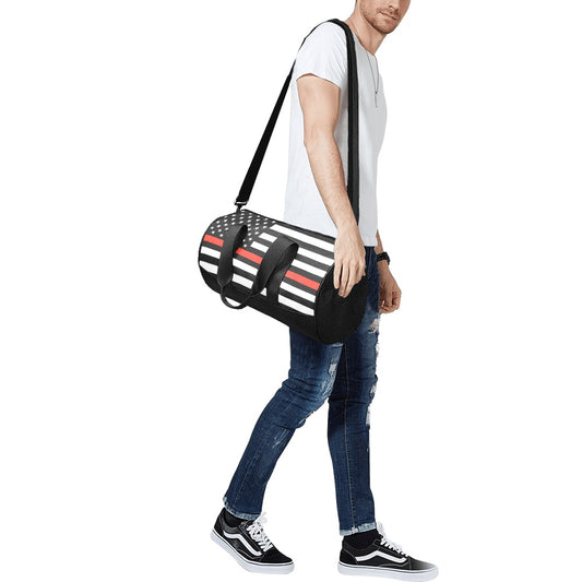 Thin Red Line Flag Inspired Travel Duffel Bag