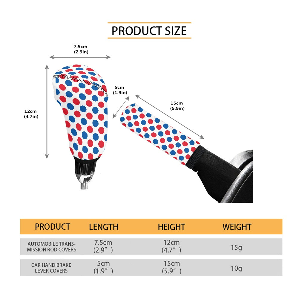 USA/American Flag Inspired Polka Dots Pattern Gear Lever Cover+Hand Brake Cover