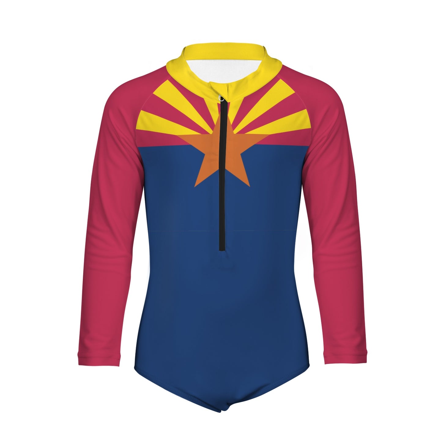 Arizona Flag Inspired Big Girls' Long Sleeve One-Piece Swimsuit
