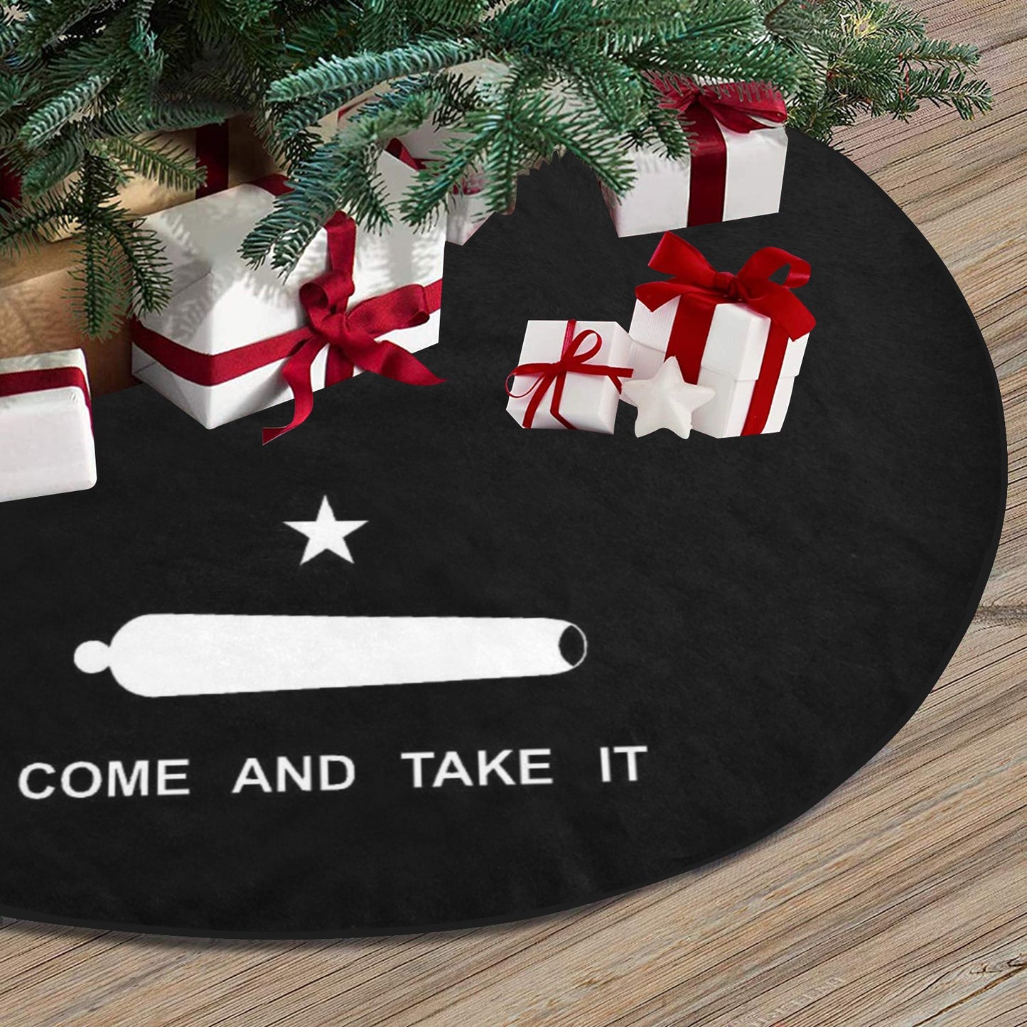 Come and Take It Flag Thick Christmas Tree Skirt 47" x 47"