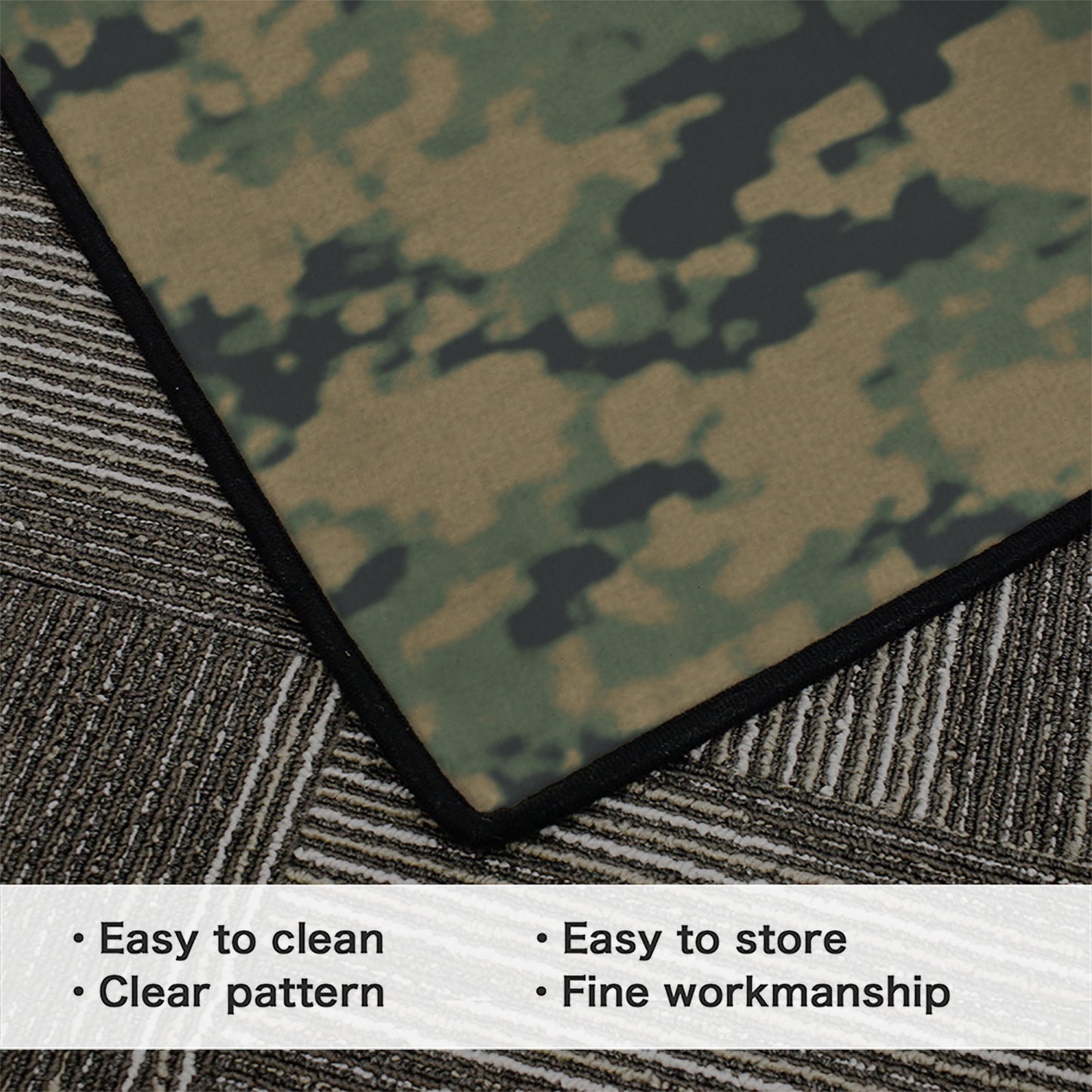 Thin Green Line Flag Inspired Eagle on Digital Camo 84x60 Inch Area Rug with Black Binding (Made in the USA)