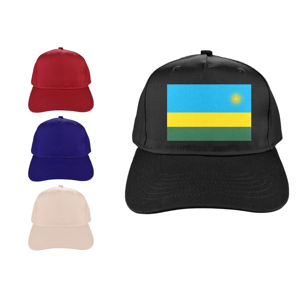 Rwanda Flag Inspired Baseball Cap | Printed in the  USA