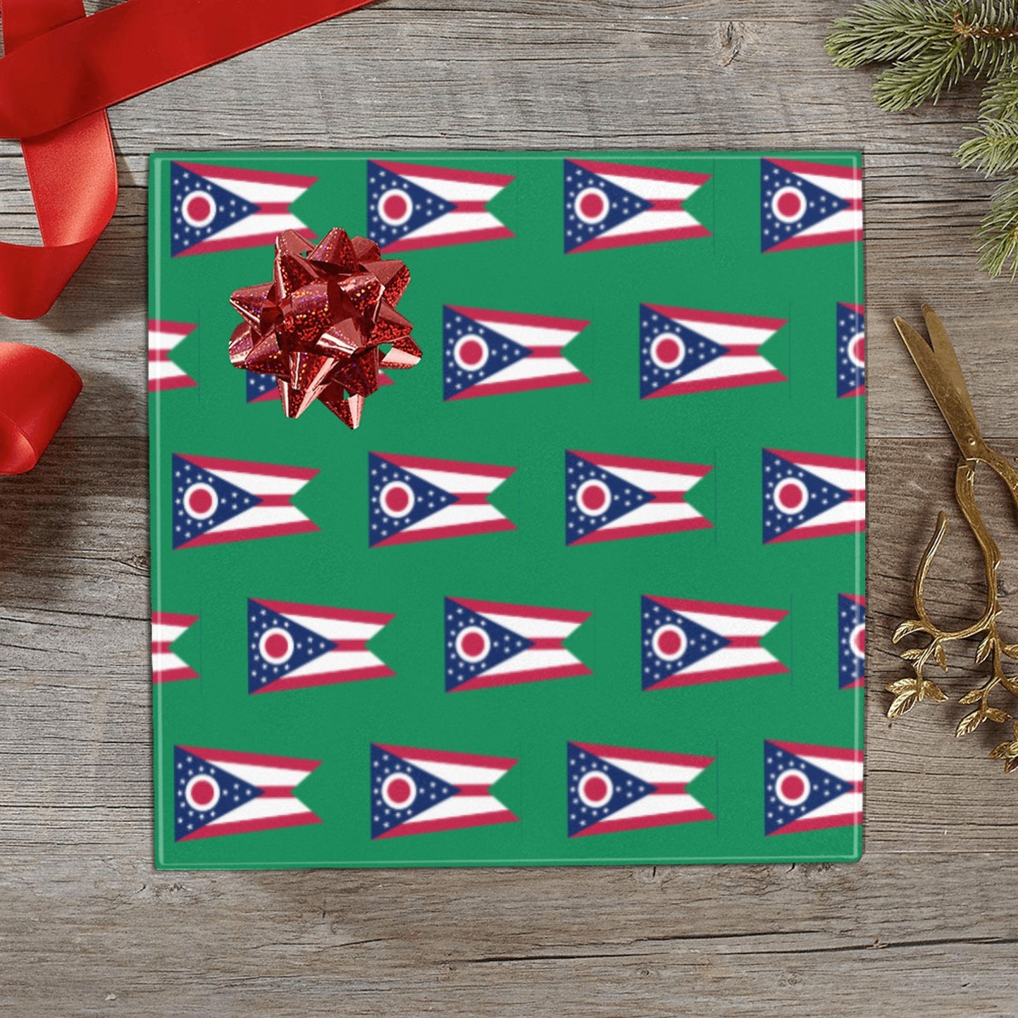 Ohio Flag Custom Gift Wrapping Paper 58"x 22.5" (4 Rolls)