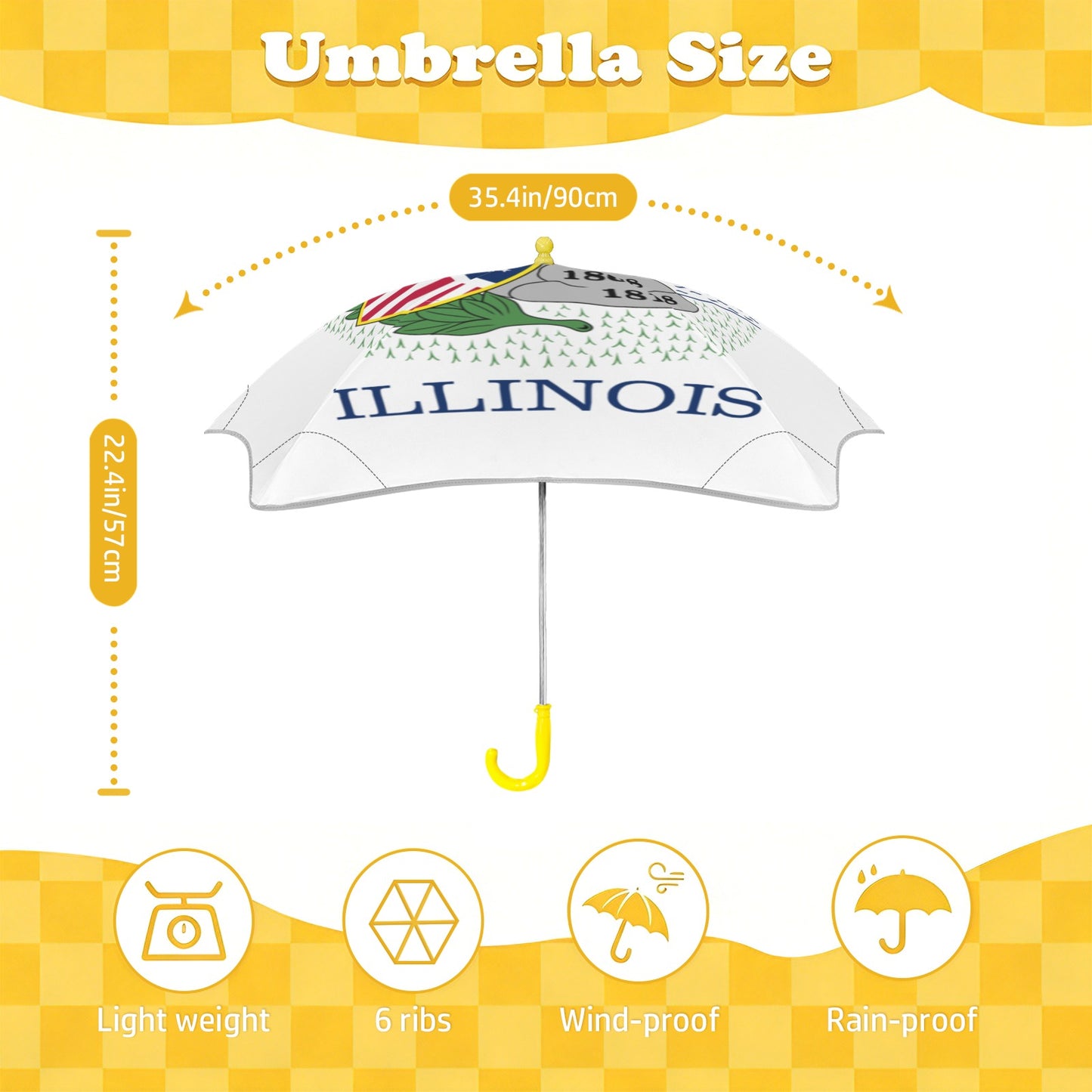Illinois Flag Inspired Kids Safe Round Corner Umbrella