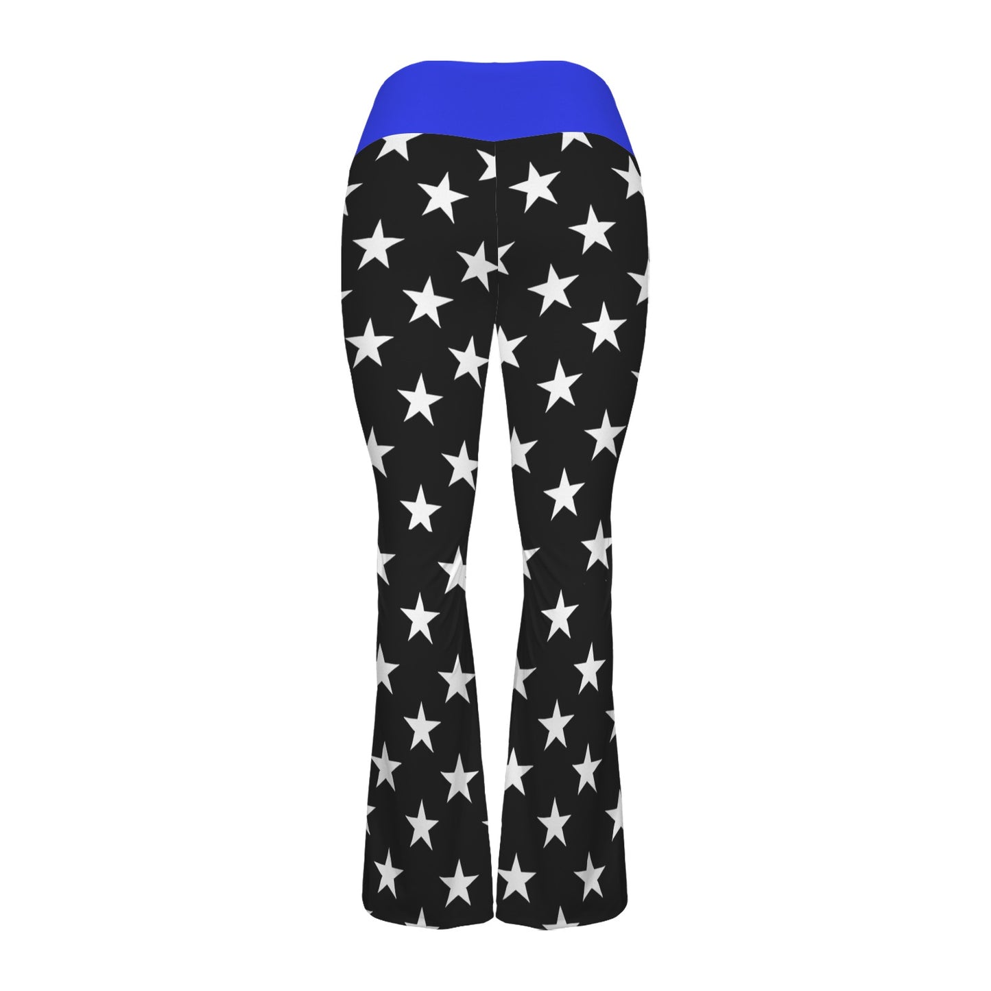 Thin Blue Line Flag Inspired Women's V-Crossover High Waisted Flare Leggings