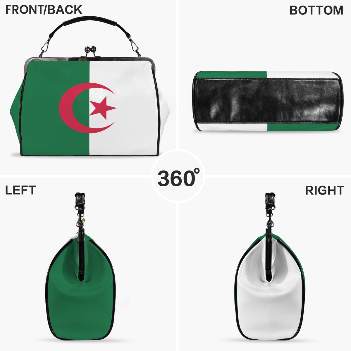Algeria Flag Inspired Kisslock Crossbody Shoulder Bag-Large (Model 1752)