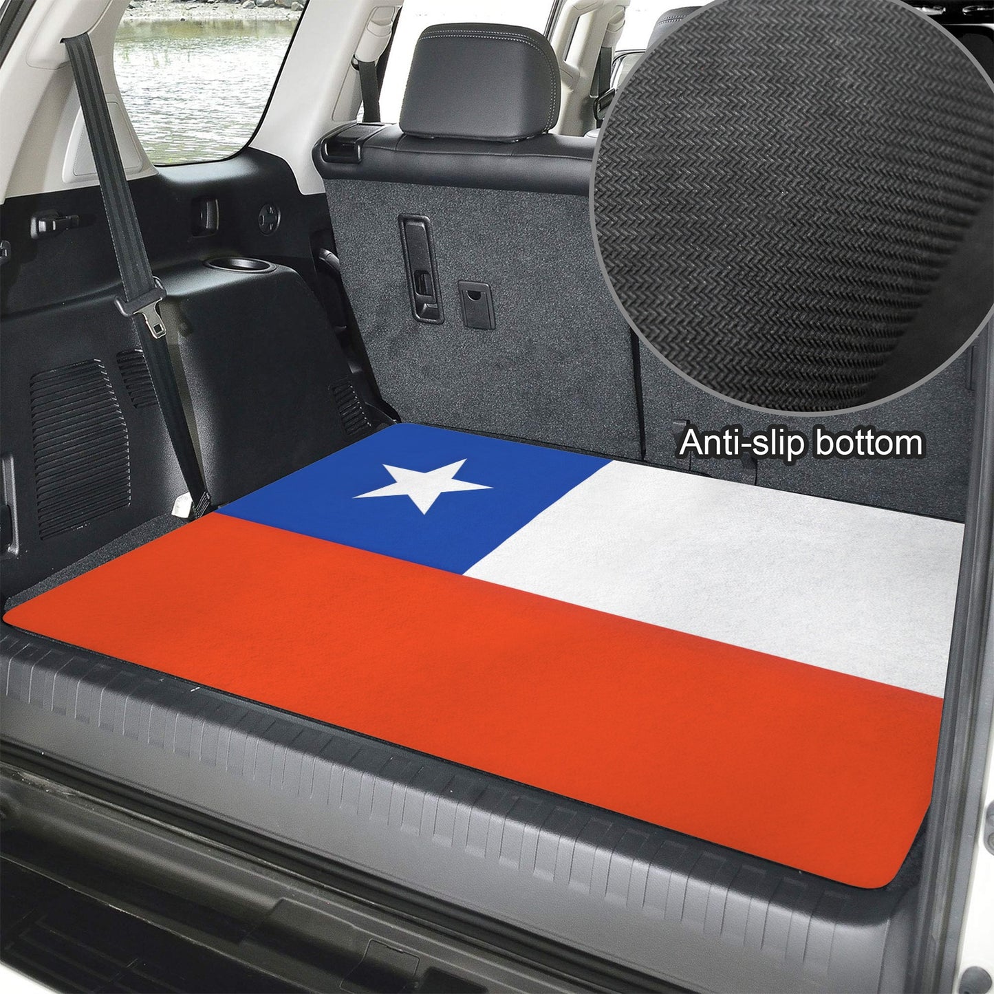 Chile Flag Inspired Car Trunk Mat 100 × 75 cm / 39.4 × 30 in Printed in the USA