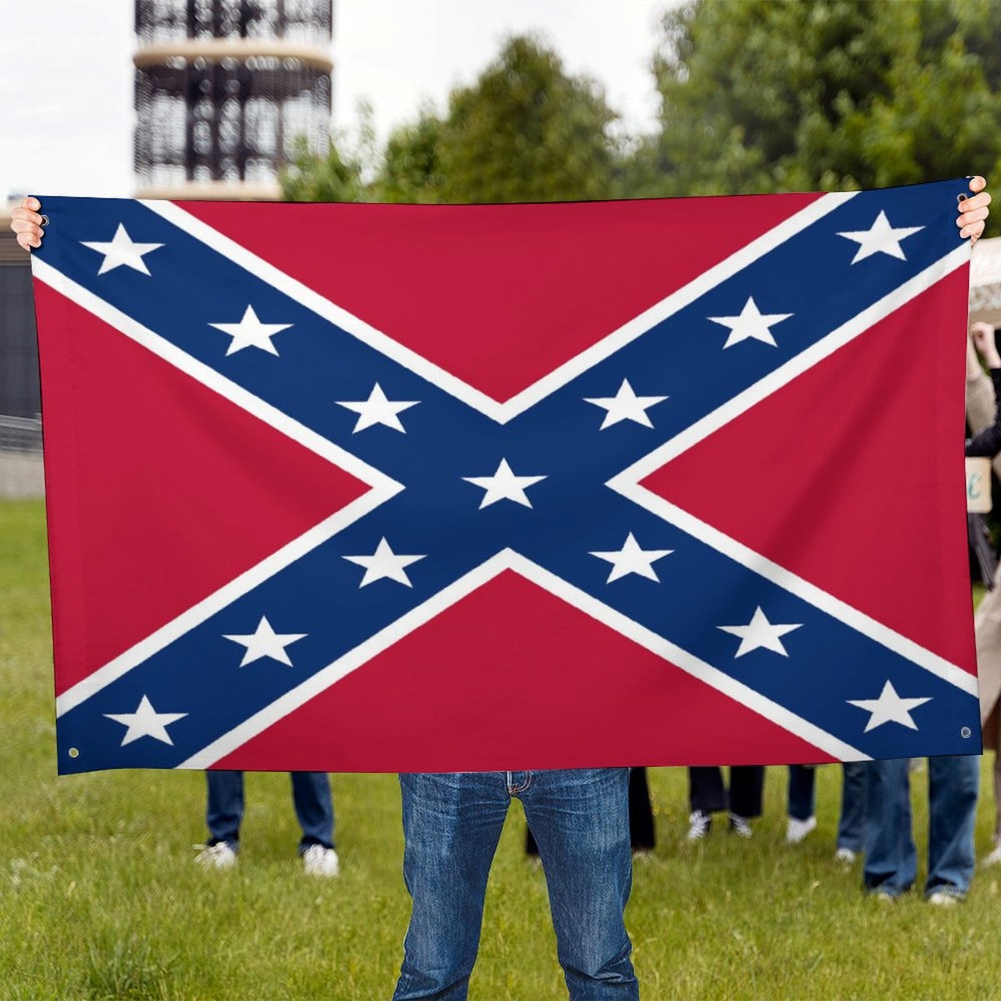 Confederate Battle Flag Inspired Wall Mount Flag with Four Grommets (35x59 in)