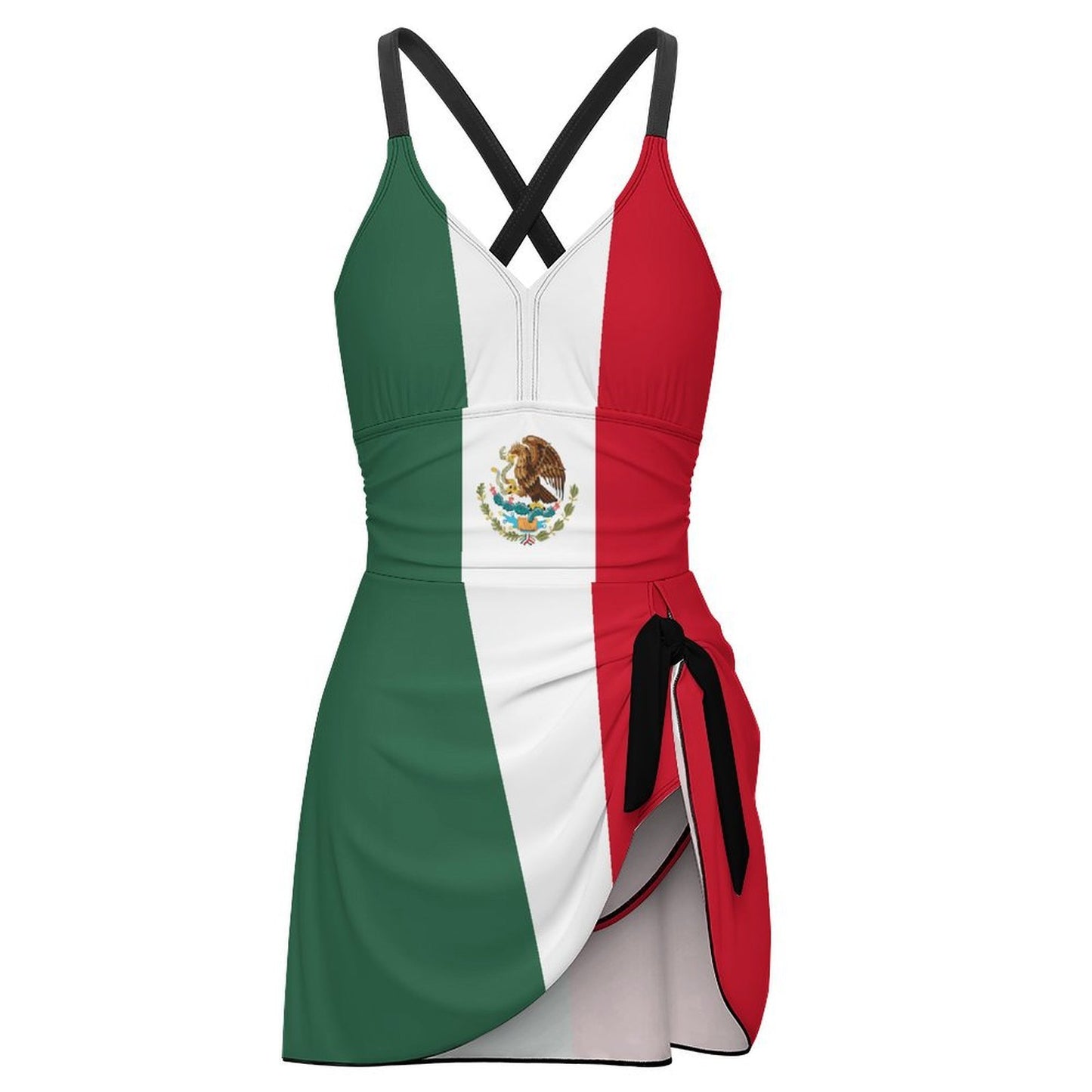 Mexico Flag Inspired Women's Hem Tie One-piece Swimsuit