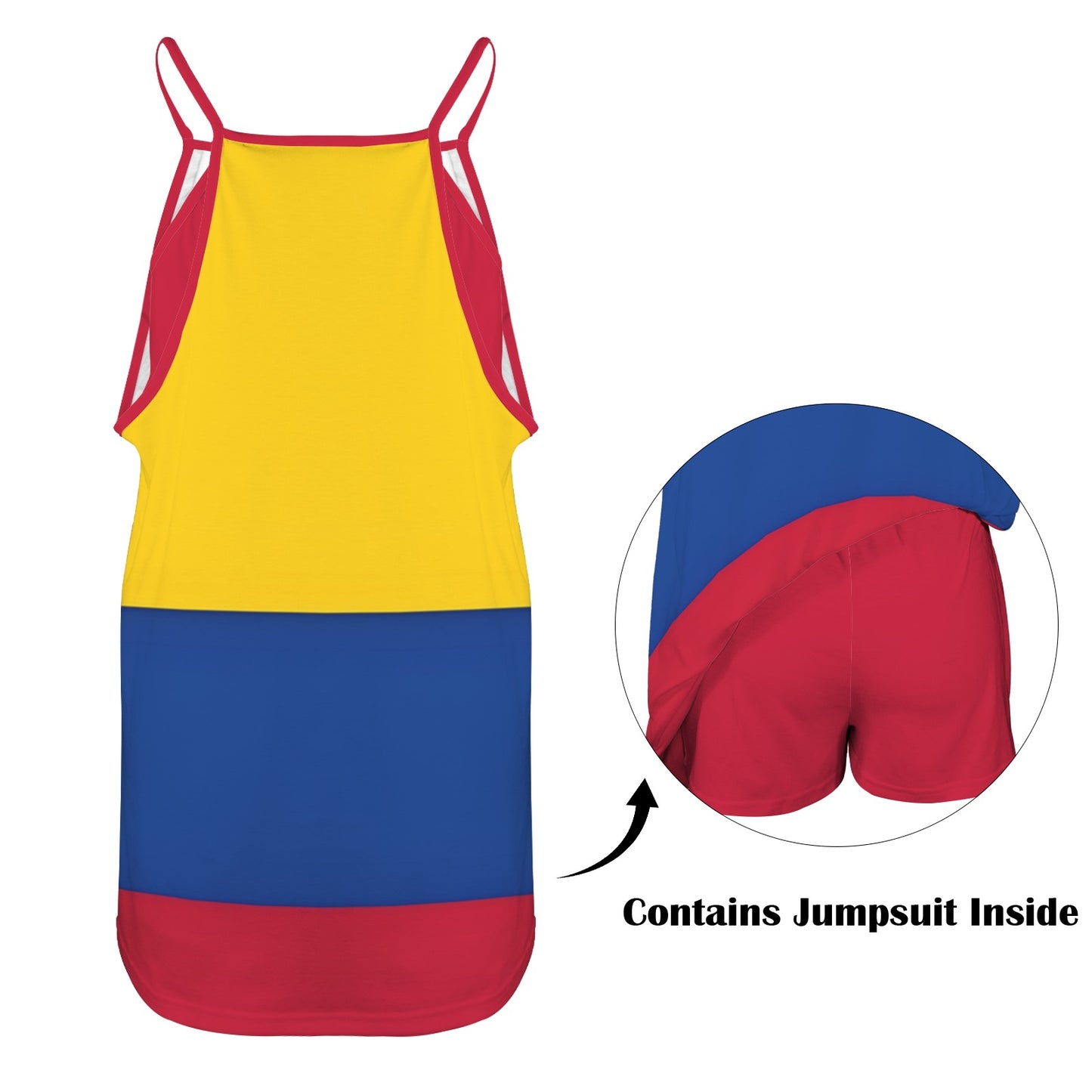 Colombia Flag Inspired Women's Double-Layered Camisole Dress