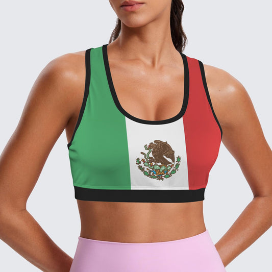 Mexico Flag Racerback Sports Bra