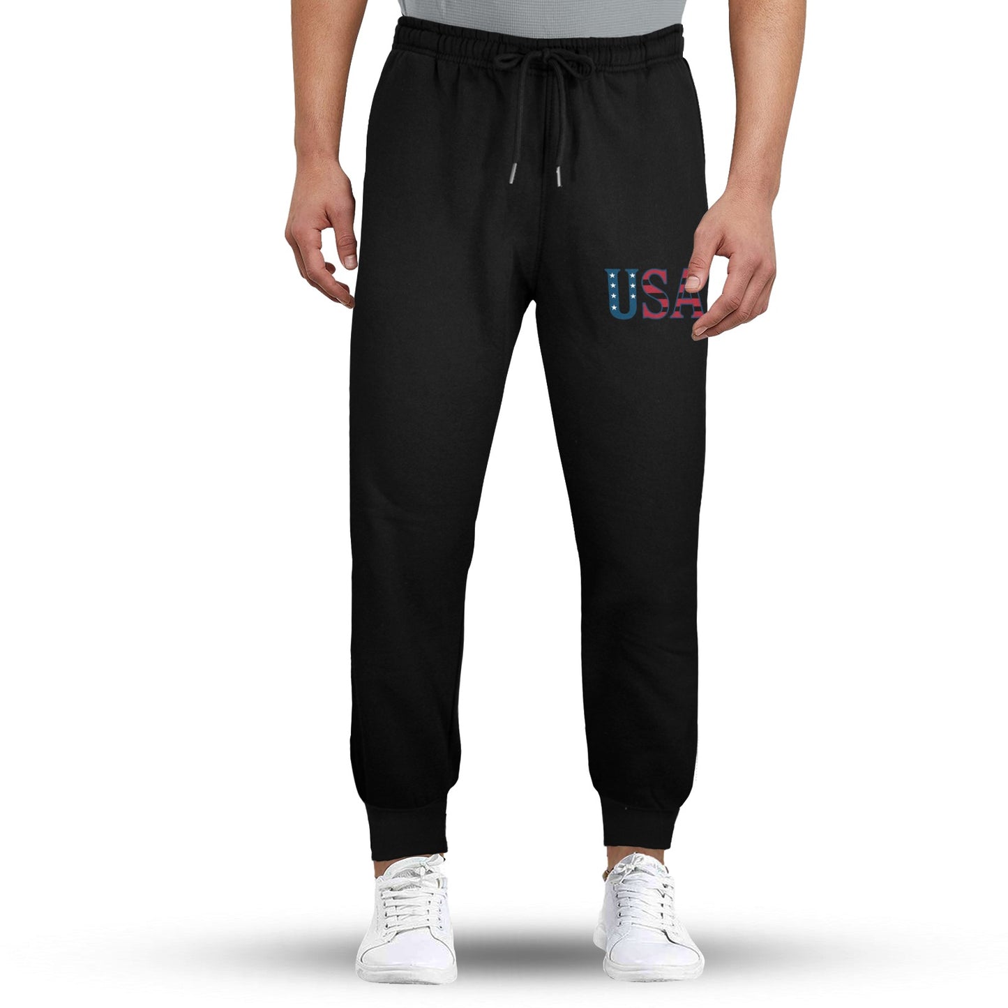 USA/American Flag Inspired USA Letters Unisex Fleece Sweatpants (Left Printing) | Ships from USA
