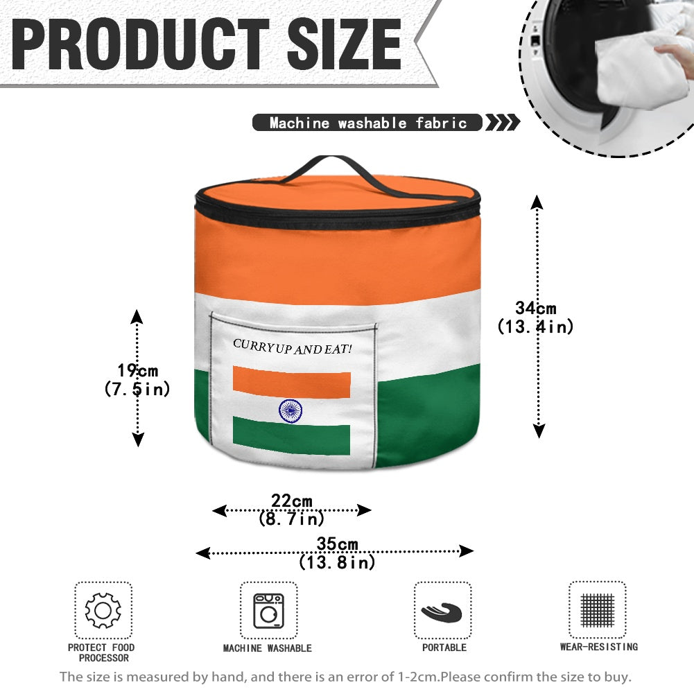 India Flag Inspired "CURRY UP AND EAT!" Electric Pressure Cooker Insulation Bag