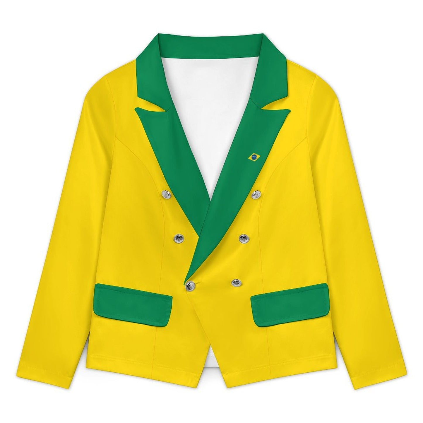 Brazil Flag Inspired Women’s Double Breasted Blazer