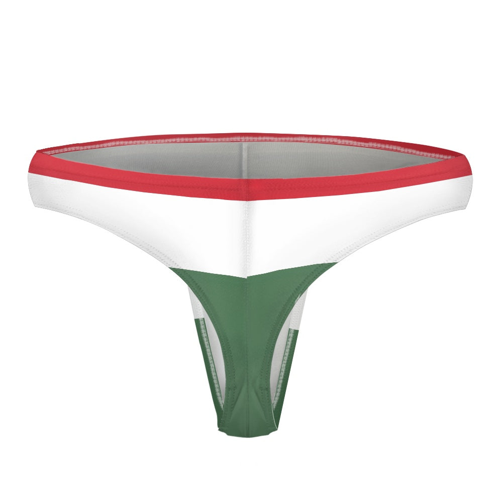 [Brand] bikini bottom with red, white, green color scheme.