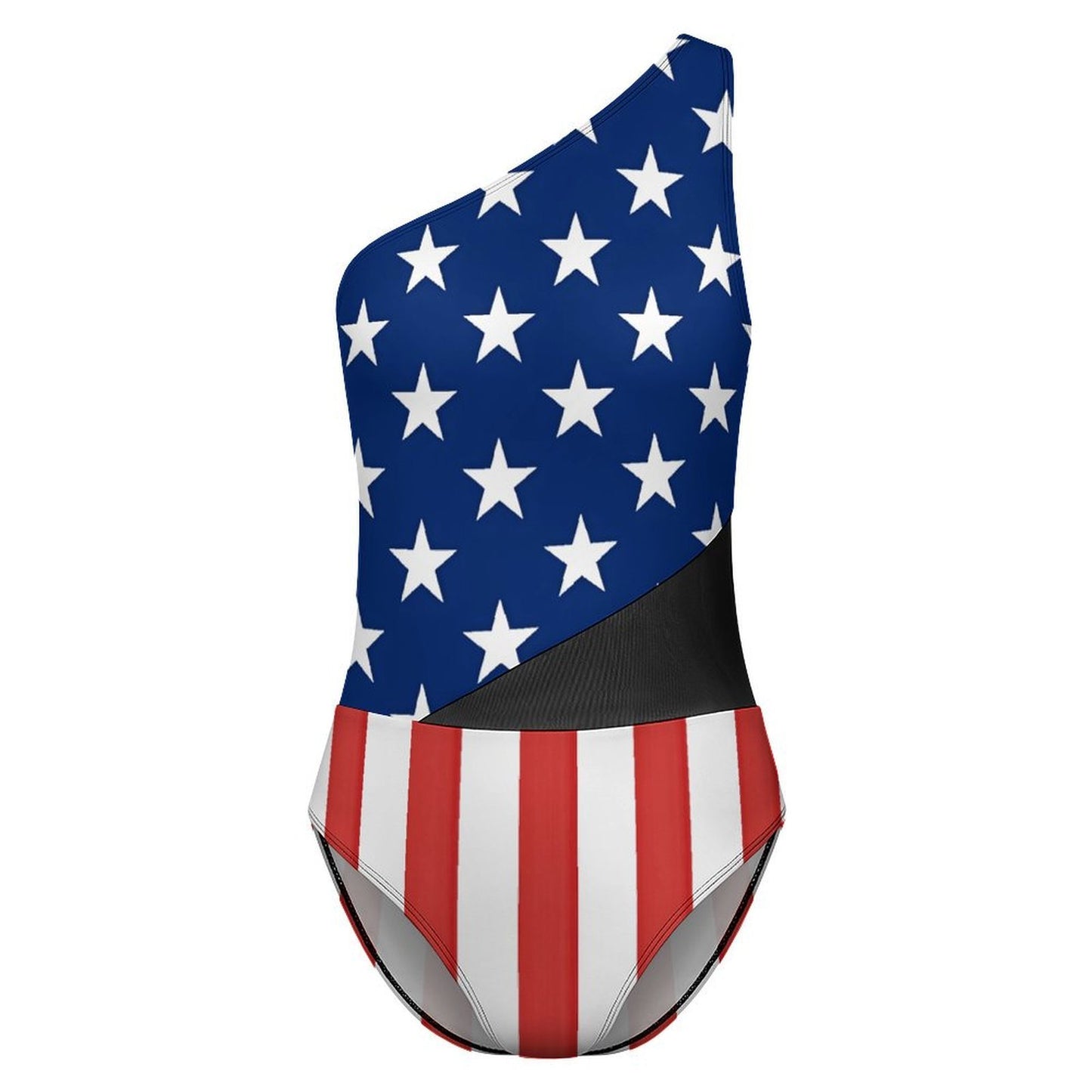 USA/American Flag Inspired style-2 Women’s One-Shoulder Mesh Swimsuit