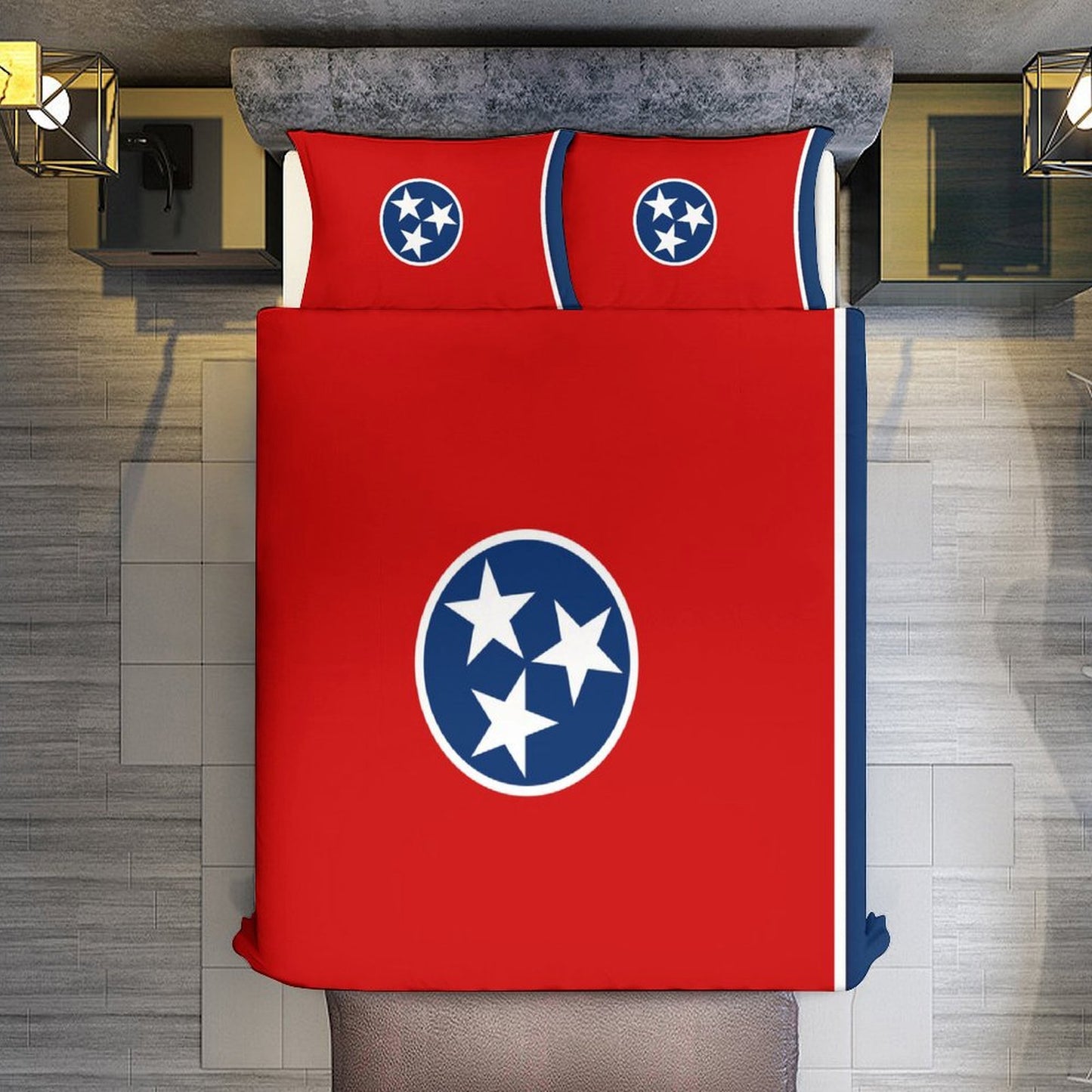 Tennessee Flag Inspired 3-Piece Bedding Set (1 Duvet Cover + 2 Pillow Shams) – 102"×90"