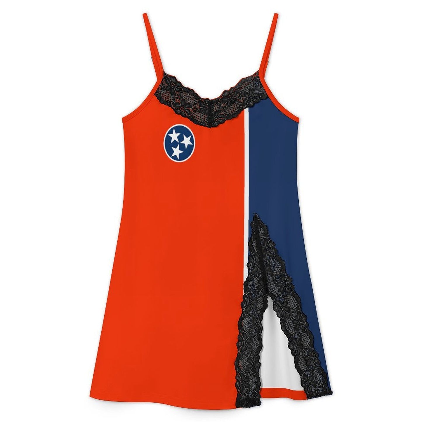 Tennessee Flag Inspired Women's Lace Slit Cami Pajama Dress