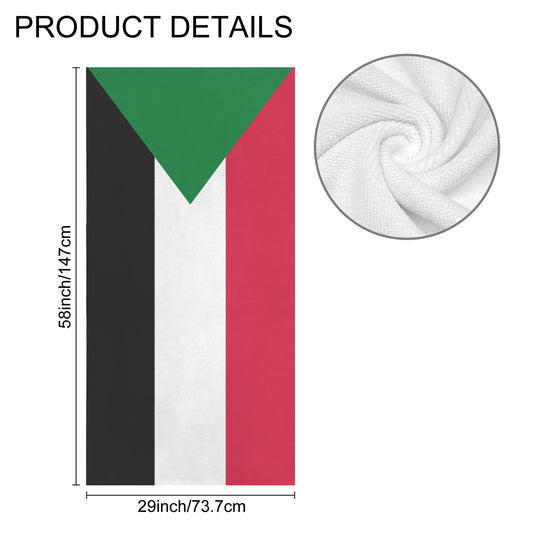 Sudan Flag Inspired Custom Bath Towel 29"x58"(Made in USA)