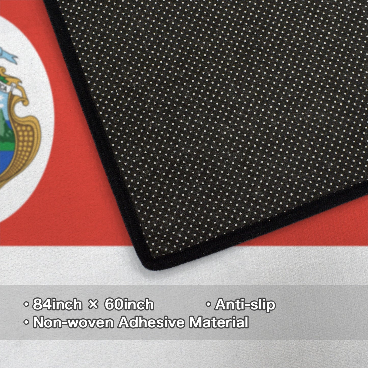 Costa Rica Flag Inspired 84x60 Inch Area Rug with Black Binding (Made in the USA)