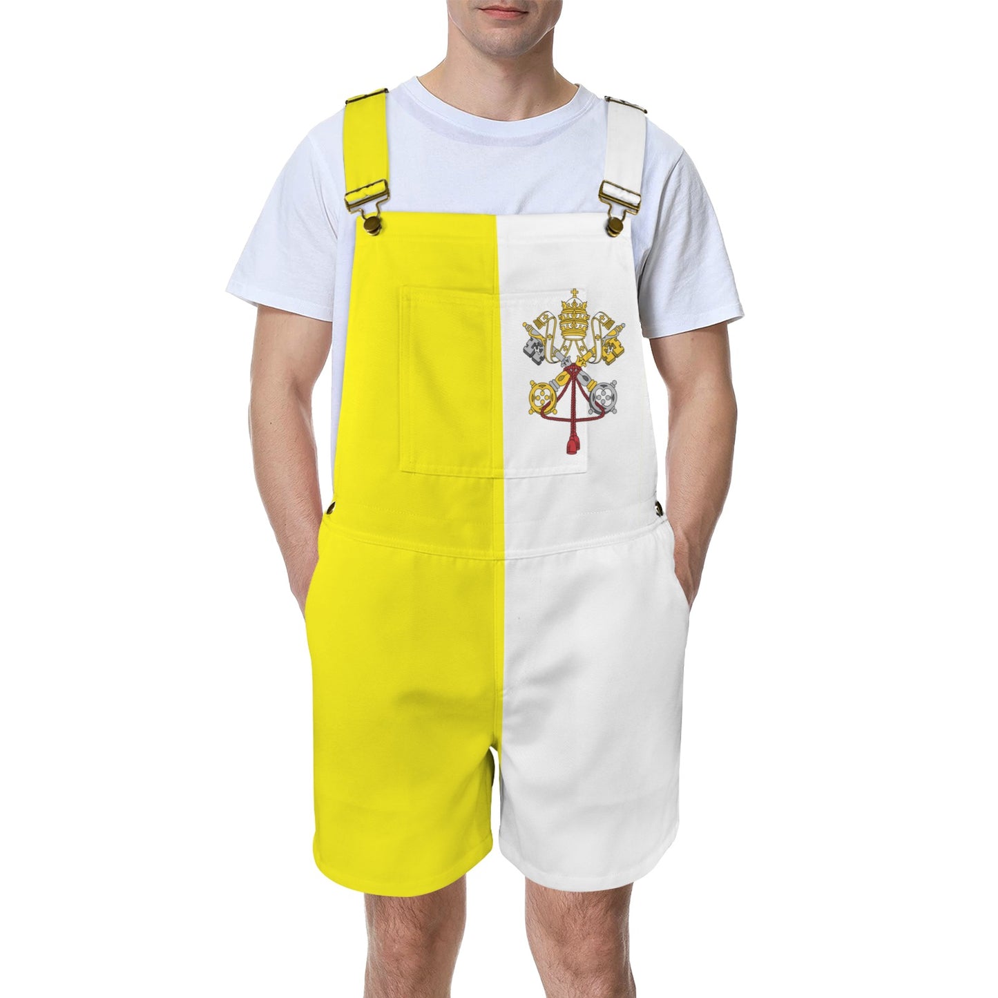 Vatican City Flag Inspired Unisex Suspender Jumpsuit