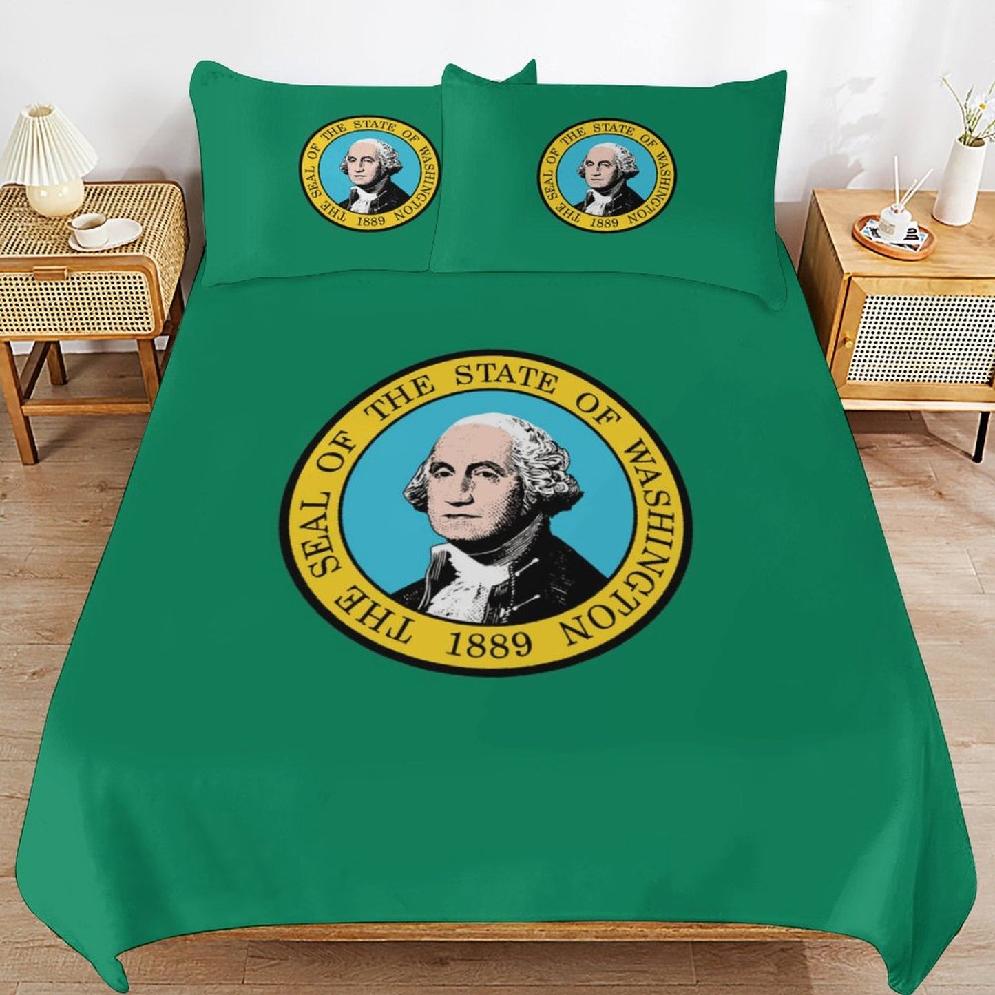 Washington Flag Inspired 3-Piece Bedding Set (1 Duvet Cover + 2 Pillow Shams) – 102"×90"