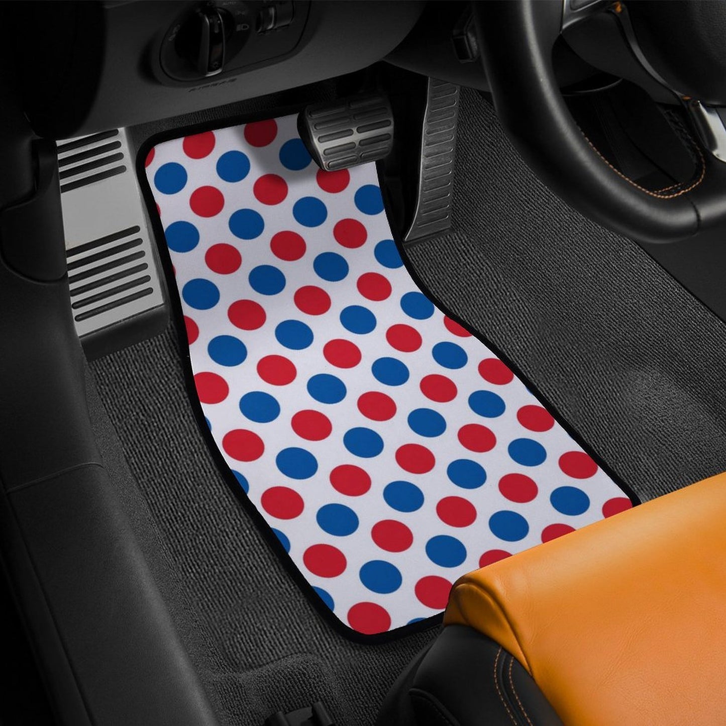 USA/American Flag Inspired Polka Dot Pattern Car Floor Mats(4pcs)