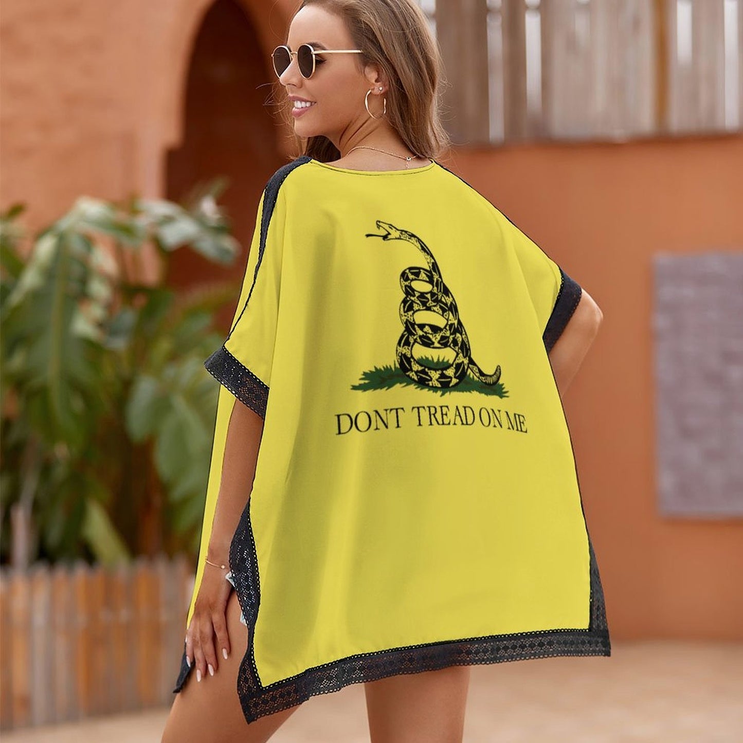 Gadsden Flag Inspired Custom Women's Beach Swim Cover Up