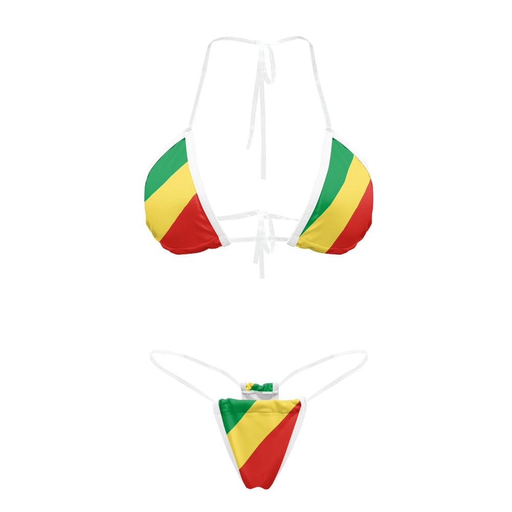 Republic of the Congo Flag Inspired Transparent String Bikini