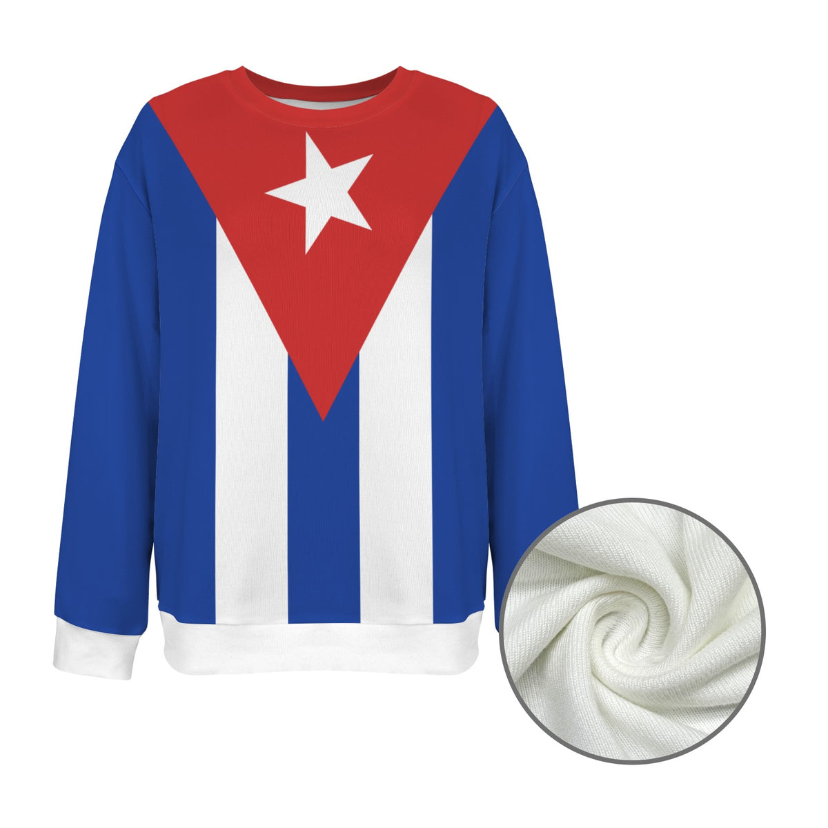 Cuba Flag Inspired Women's Crew Neck Sweater Printed in the USA