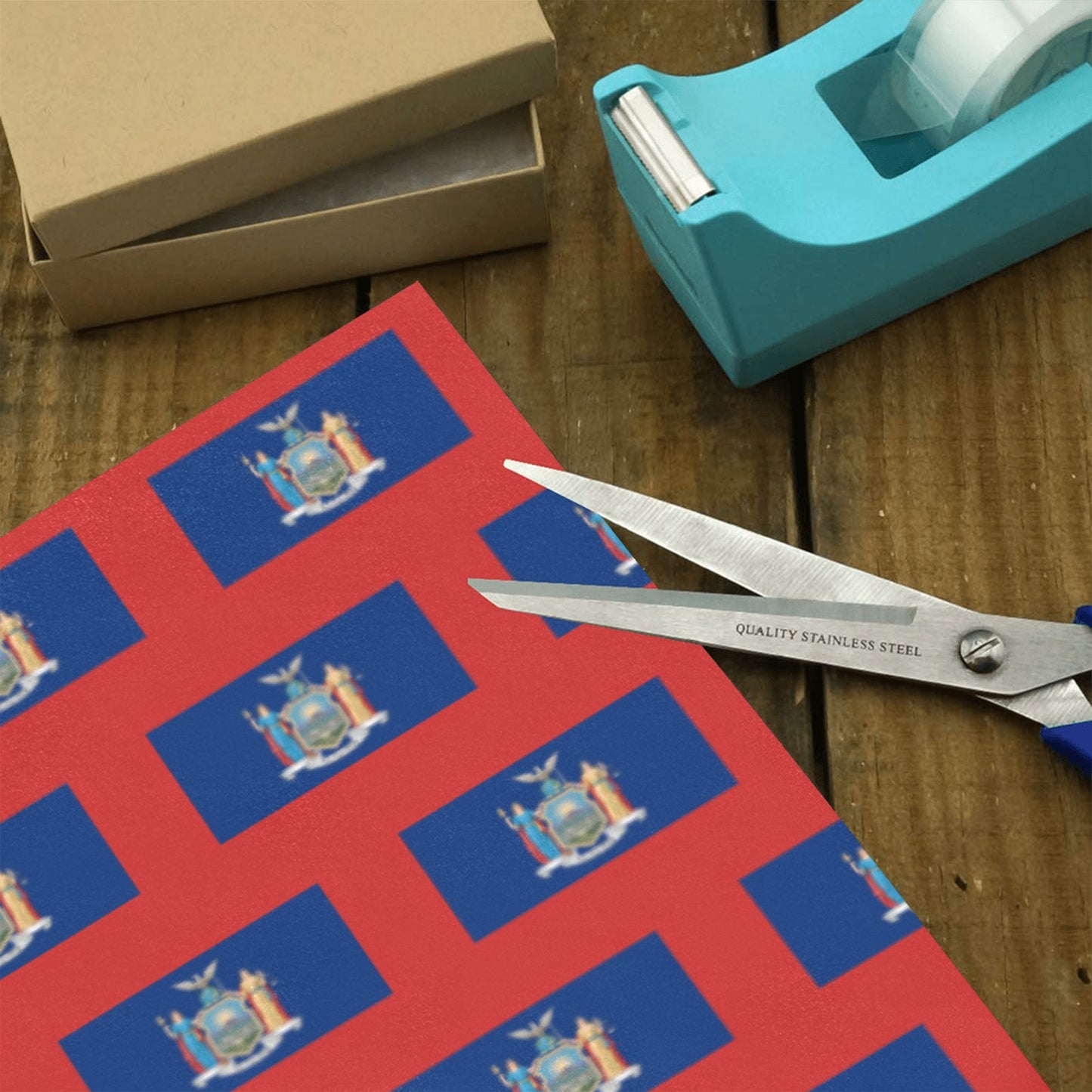New York Flag Custom Gift Wrapping Paper 58"x 22.5" (4 Rolls)