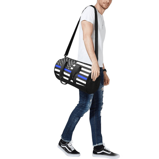 Thin Blue Line Flag Inspired Travel Duffel Bag