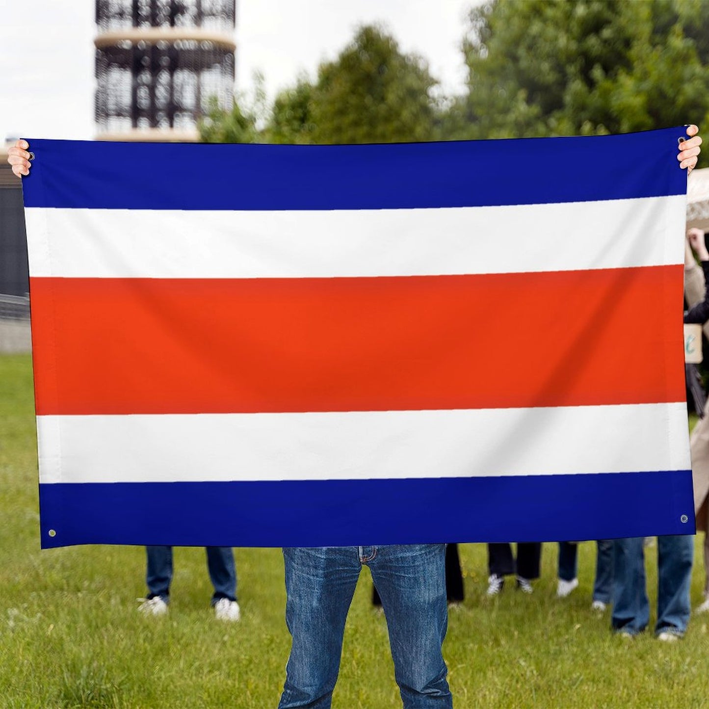 Costa Rica Flag Inspired Wall Mount Flag with Four Grommets (35x59 in)