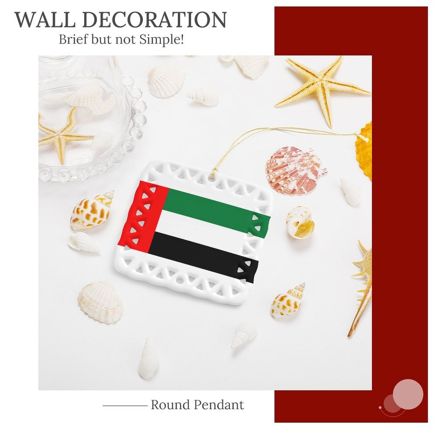 United Arab Emirates Flag Inspired Square Ceramic Ornament Made in the USA